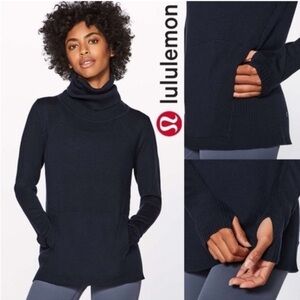 Lululemon Athletica Women's Navy Turtleneck Sweater Size 4 Navy Merino Wool